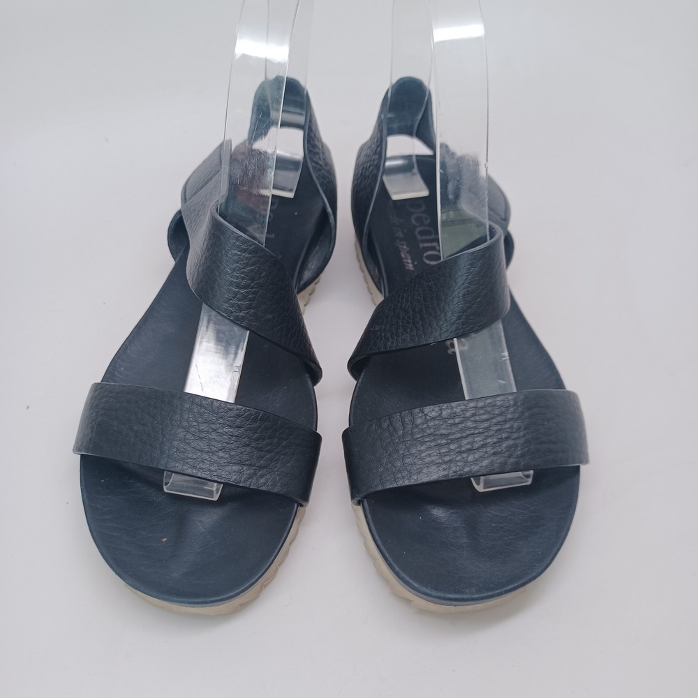 Pedro Garcia Black Pebbled Leather Sandals with White Sole Spain 37.5 Womens - Picture 3 of 12